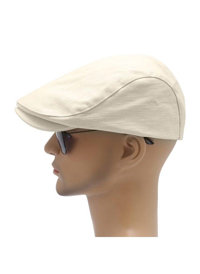 ZLYC Men Cotton Flat Cap Summer Scally Ivy Gatsby Newsboy Beret Driver Cabbie Hunting Hat (Back Buckle Beige)  - Image 3