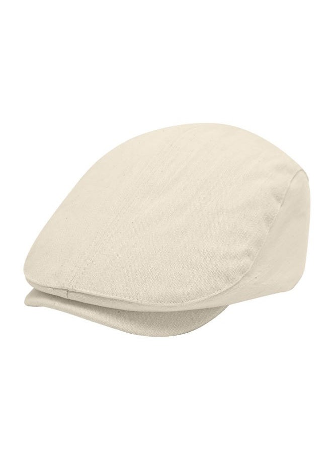 ZLYC Men Cotton Flat Cap Summer Scally Ivy Gatsby Newsboy Beret Driver Cabbie Hunting Hat (Back Buckle Beige)  - Image 1