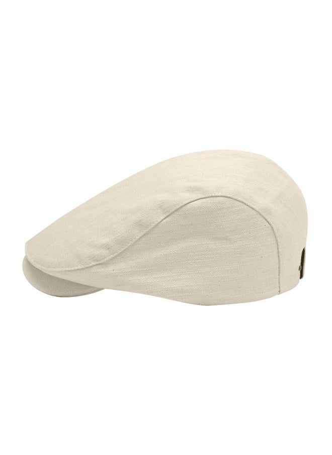 ZLYC Men Cotton Flat Cap Summer Scally Ivy Gatsby Newsboy Beret Driver Cabbie Hunting Hat (Back Buckle Beige)  - Image 4