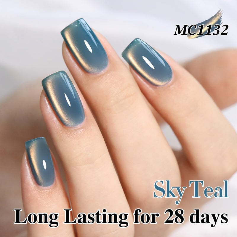 Double Rhythm 6 Colors Cat Eye Gel Polish Set Shimmer Glitter with Magnet Holographic Reflective Magnetic UV Nail Art Kit (6-Kit 43) - Image 5