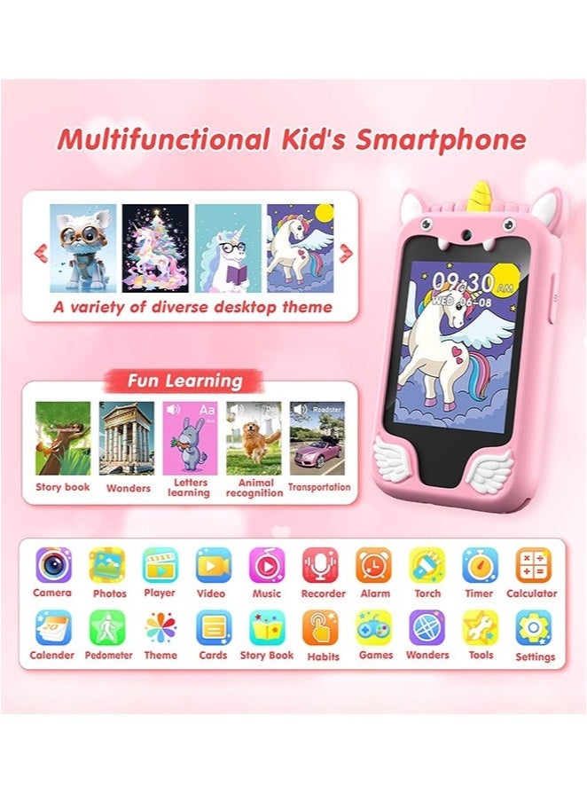 ASIV Kids Smart Phone Toys for Girls and Boys Ages 3-10 Toddler Play Toys with Dual Camera Educational Learning Games Puzzles MP3 Music Player Birthday Gifts for Kids Girls and Boys / Birthday Unicorns Gift Toys for Children 3 4 5 6 7 8 Year Old (Pink / 32GB SD Card) - Image 5
