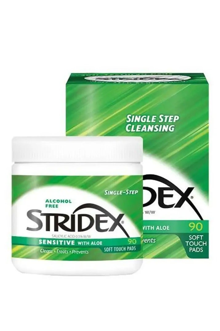 سترايدكس ستريدكس مسحات قطنية مكافحة حب الشباب بالصبار للبشرة الحساسة90 قطعة - Image 1