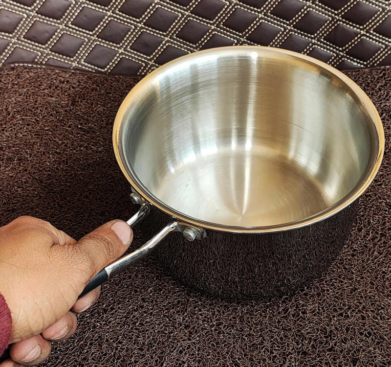 Flixbloom Select Triply Stainless Steel Aluminium Steel Coalition Induction BaseLPG Safe Kitchen Cookware Utensil Saucepan for TeaMilkSauceCoffeeBoil Water etc 2 Litre - Image 1