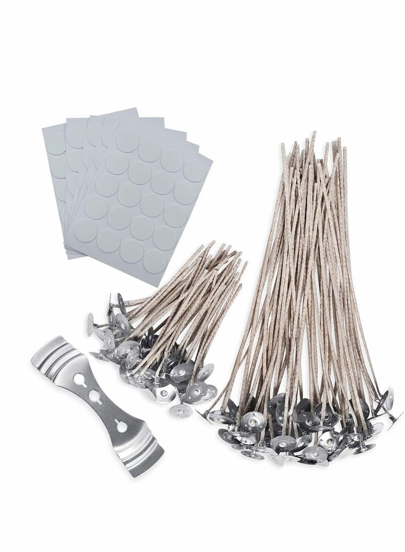 KASTWAVE Candle Making Kit, 20cm and 9cm Long 100 Pcs Organic Soy Pre Waxed Cotton Candle Wick with 1Pc Stainless Wick Holder Sustainer for Candle Making - Image 1