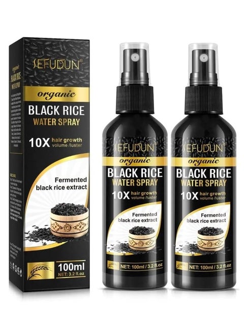 Pack Of 2 Organic Black Rice Water Spray 10X Hair Growth Volume / Luster Fermented Black Rice Extract 2 X 100ml