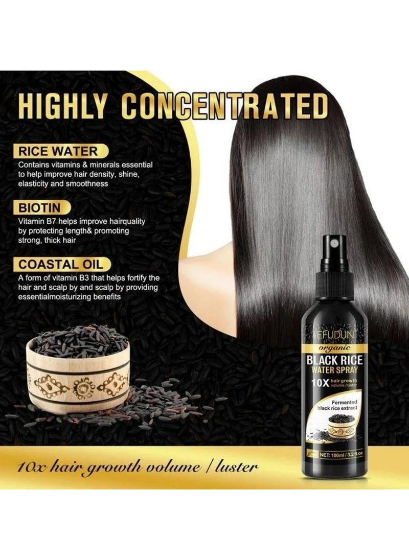 Pack Of 2 Organic Black Rice Water Spray 10X Hair Growth Volume / Luster Fermented Black Rice Extract 2 X 100ml