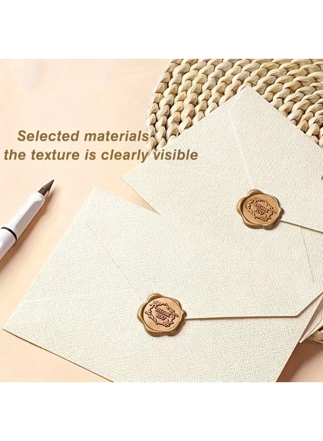 16Pcs Premium Linen Envelope Kit for Handwritten Love Letters & Birthday Cards - 3 Thick Envelopes + 10 Stationery Sheets + 3 Wax Seals Gift Set - Image 2