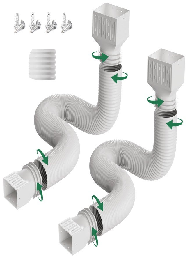 FEILAYDUN 2 Pack Rain Gutter Downspout Extensions, Upgraded Flexible Drain Downspout Extender, Rainwater Drainage Diverter with Mini Connector, Extendable from 20 to 127 Inches - Image 1