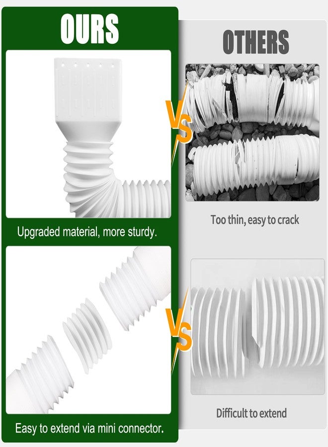 FEILAYDUN 2 Pack Rain Gutter Downspout Extensions, Upgraded Flexible Drain Downspout Extender, Rainwater Drainage Diverter with Mini Connector, Extendable from 20 to 127 Inches - Image 3