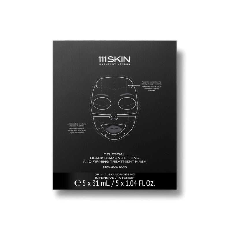 111SKIN Celestial Black Diamond Lifting and Firming Treatment Mask - Anti-Aging - Tone, Tighten, Retexturize Complexion - Fragrance Free - Set of 5 (2.5 oz each) - Face Mask - Image 5