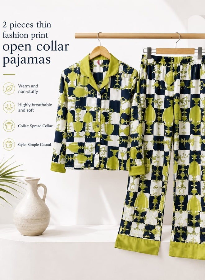 MARGOUN Couple Pajamas 2 Pieces Sleepwear Long sleeve Shirt and Pants Home Clothes Suits Pajama Sets Fashion Design - Image 3