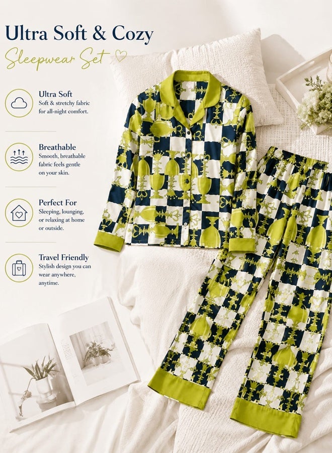 MARGOUN Couple Pajamas 2 Pieces Sleepwear Long sleeve Shirt and Pants Home Clothes Suits Pajama Sets Fashion Design - Image 4