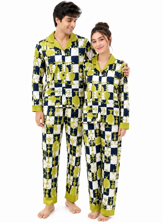 MARGOUN Couple Pajamas 2 Pieces Sleepwear Long sleeve Shirt and Pants Home Clothes Suits Pajama Sets Fashion Design - Image 1