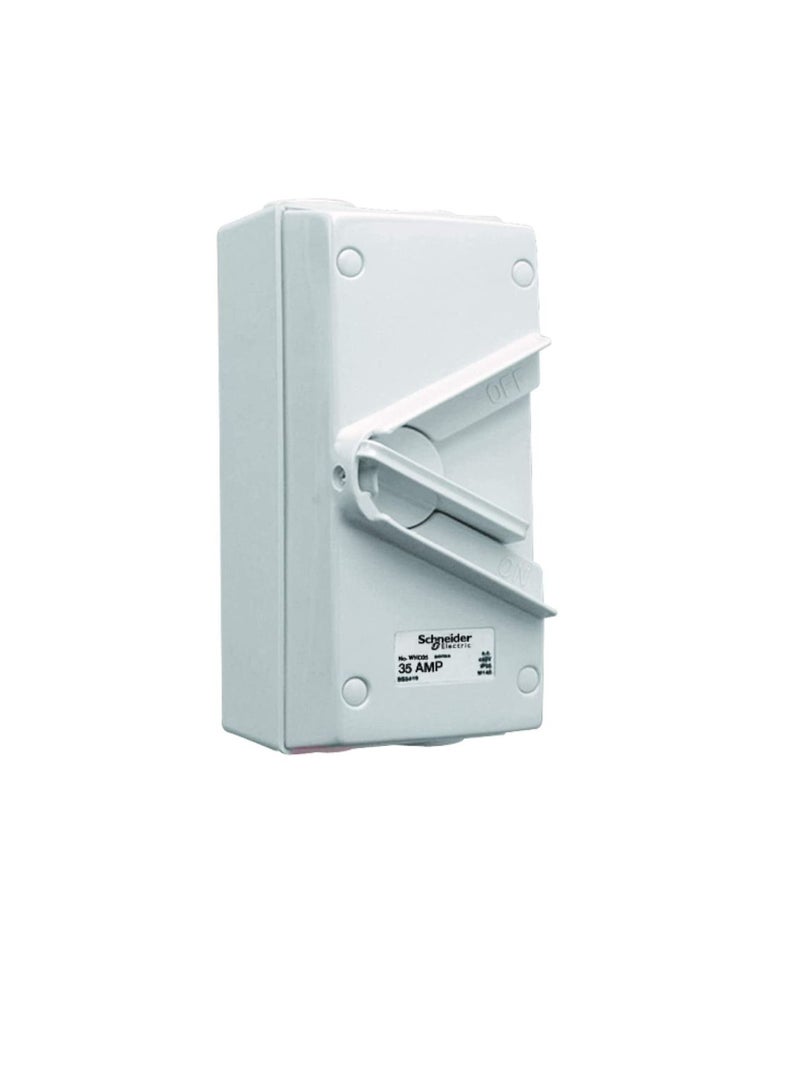Schneider Electric 35A 440V Surface Mount Double Pole Isolating Switch IP66 weatherproof - Image 1