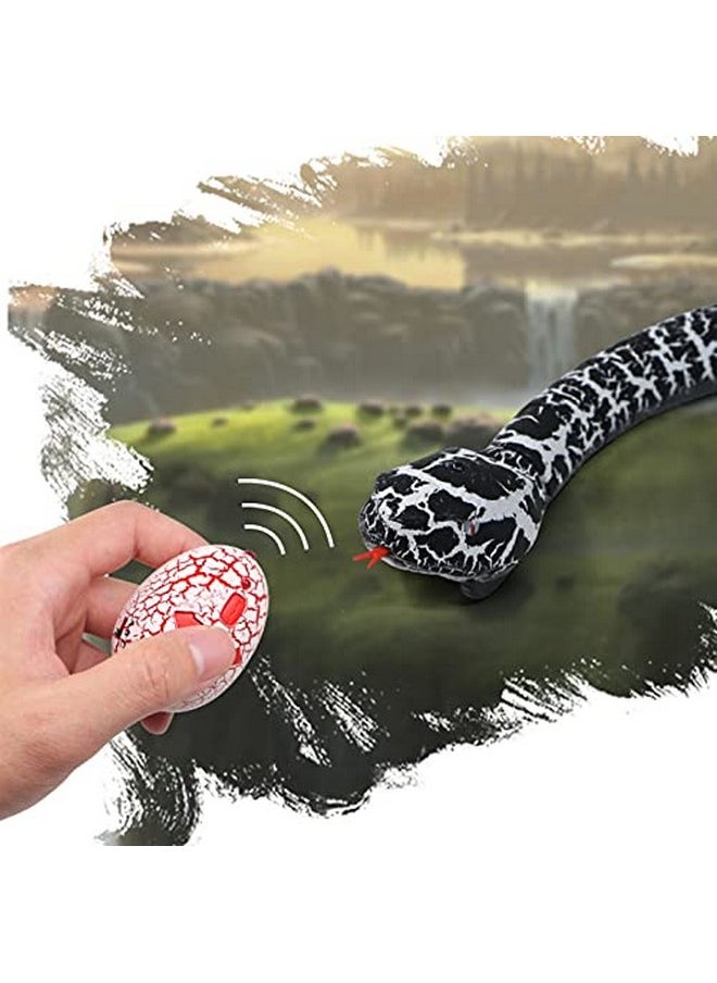 Fashionclubs Remote Control Snake Realistic Rc Snake Toy Infrared Remote Control Snake Toys Rattle Snake Prank Toys Usb Rechargeable 16 Long Snake Scary Trick Toy For Kids Play Black Color  - Image 2