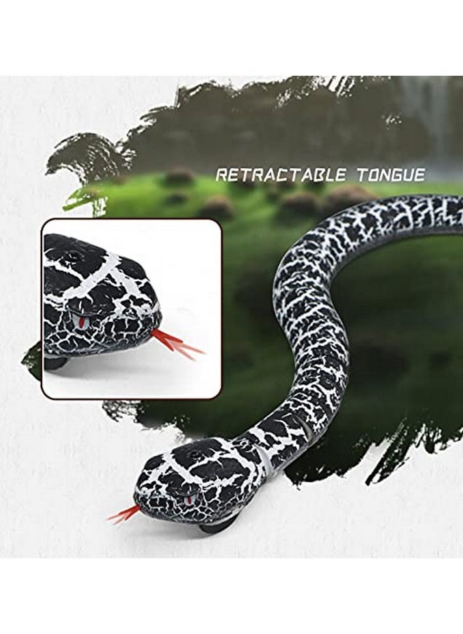 Fashionclubs Remote Control Snake Realistic Rc Snake Toy Infrared Remote Control Snake Toys Rattle Snake Prank Toys Usb Rechargeable 16 Long Snake Scary Trick Toy For Kids Play Black Color  - Image 4