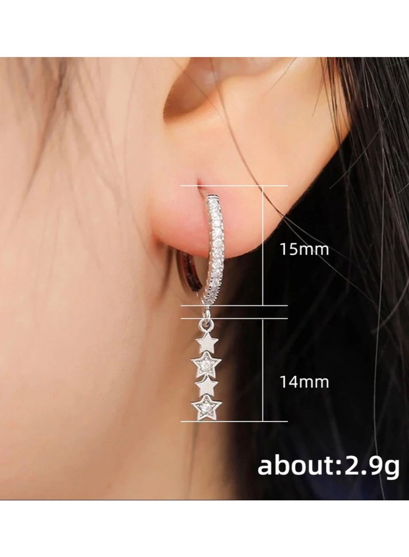 Elegant & High Quality Silver Platex Earrings For Women Inlaid With Zirconia