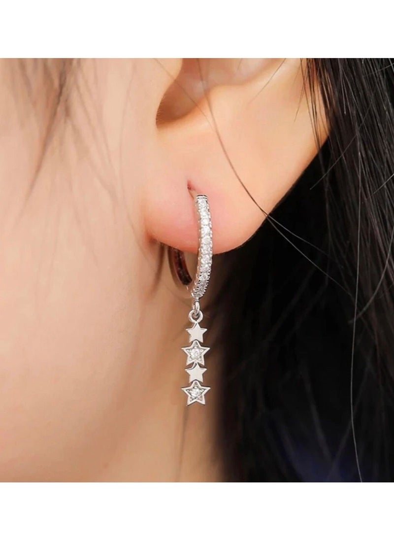 Dangle Charms Elegant Silver Plated Cubic Zircon Earrings For Women  - Image 3