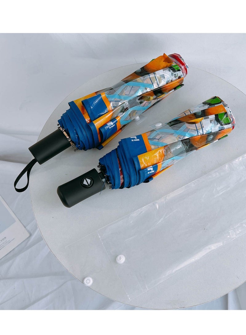 Cartoon Mario pattern transparent automatic umbrella tri-fold umbrella folding umbrella children's umbrella unisex  - Image 5
