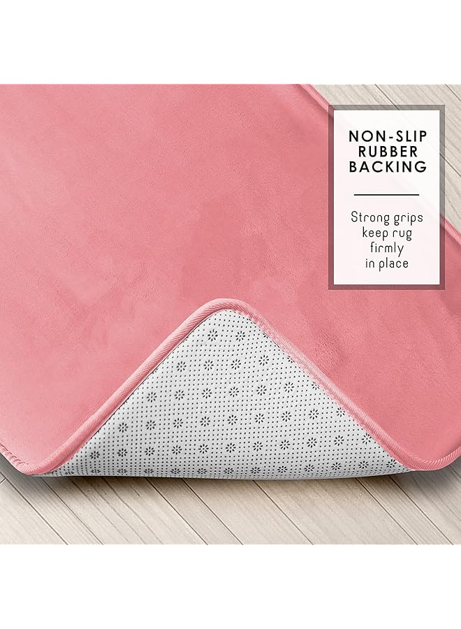 كلارا كلارك مجموعة سجاد الحمام من 3 قطع من سجاد الحمام المصنوع من إسفنج الذاكرة المخملي غير القابل للانزلاق، سجاد حمام قابل للغسل في الغسالة يجف بسرعة، سجاد حمام فائق النعومة للحمام، مجموعة سجاد حمام باللون الوردي المرجاني - Image 4