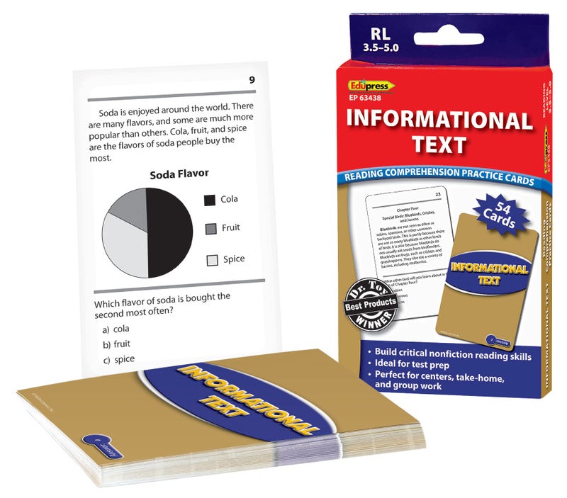 Edupress Reading Comprehension Practice Cards  Informational Text  Blue Level (EP63438) Medium - Image 1