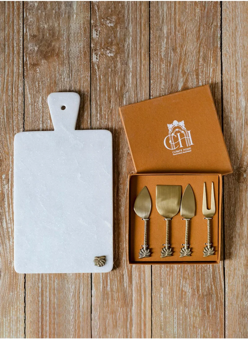 Curate Home Palm Cheese Platter & Palm Cheese Knife Set