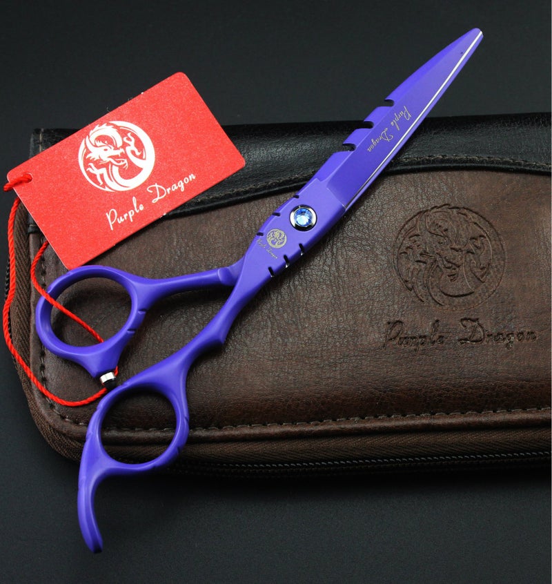 Purple Dragon Professional Japan 440C Hair Salon Cutting Shear and Barber Thinning Scissor Hairdressing Shear Set with Bag - Image 2