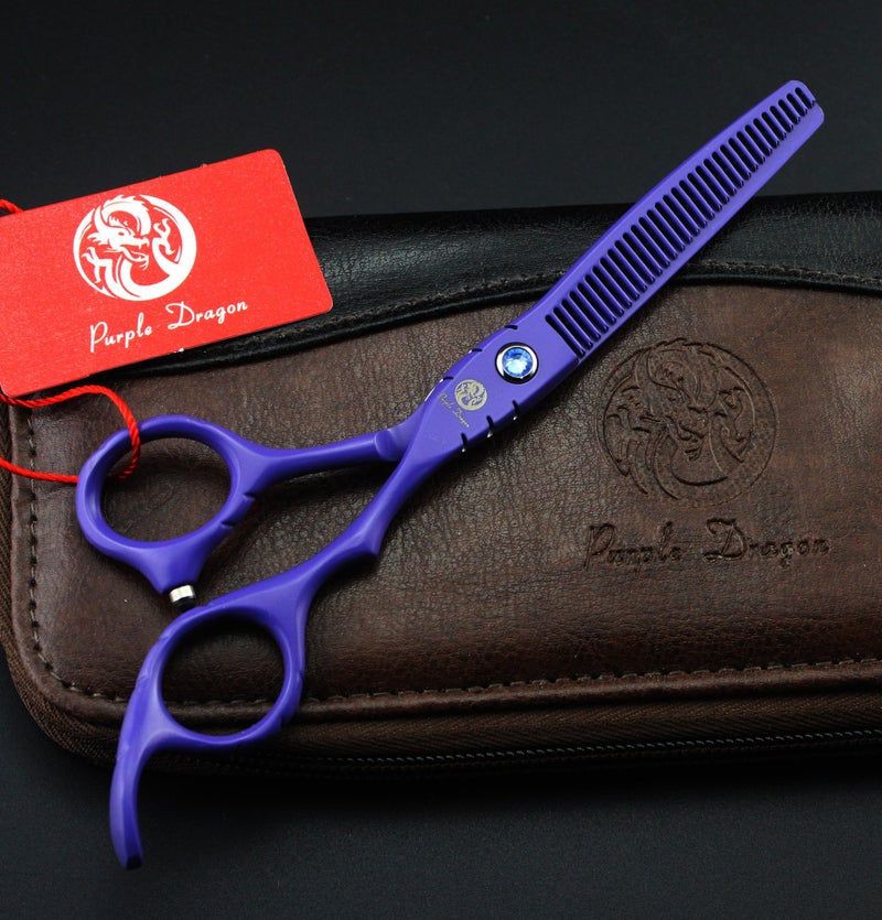 Purple Dragon Professional Japan 440C Hair Salon Cutting Shear and Barber Thinning Scissor Hairdressing Shear Set with Bag - Image 3