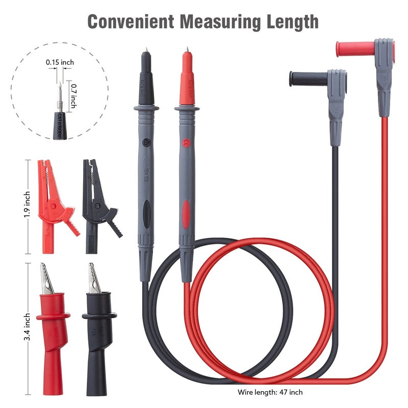WGGE WG-011 Soft Silicone Test Lead and Safety Alligator Clips,Multimeter Test Leads Kit CAT III 1000V & CAT IV 600V with Threaded Alligator Clip, for Fluke/AstroAI/KAIWEETS/INNOVA Multimeter - Image 3