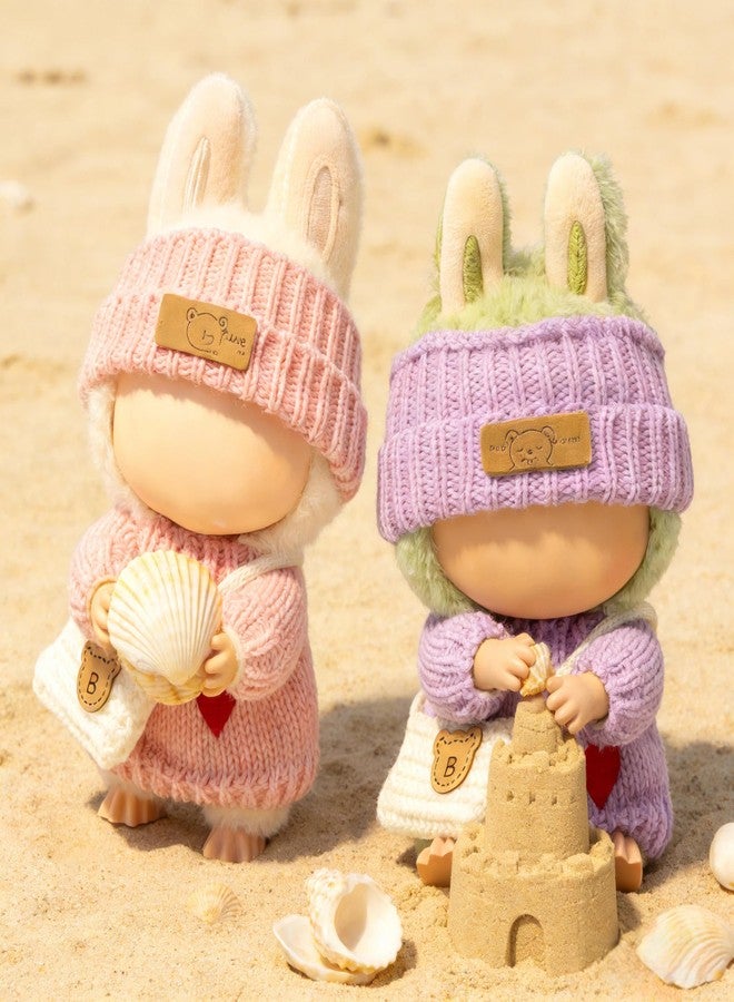 VVQUI (2 Pack) Clothes for LABUBU 17cm Doll, 6-Piece Handcrafted Crochet Accessories for LABUBU, Premium Outfits for LABUBU Unique Dress up - Heart Sweater + Hat + Bag (Pink & Purple) - Image 3