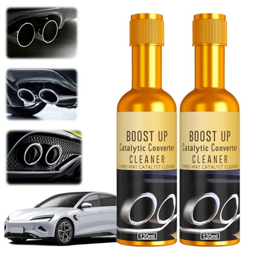 Omaky 2 Pcs Catalytic Converter Cleaner, Auto Parts Engine Cleaner 120 ml, Fuel and Exhaust System Cleaners, Exhaust Pipe Carbon Removal Cleaners, Fuel System Treatment Oil Additive - Image 1