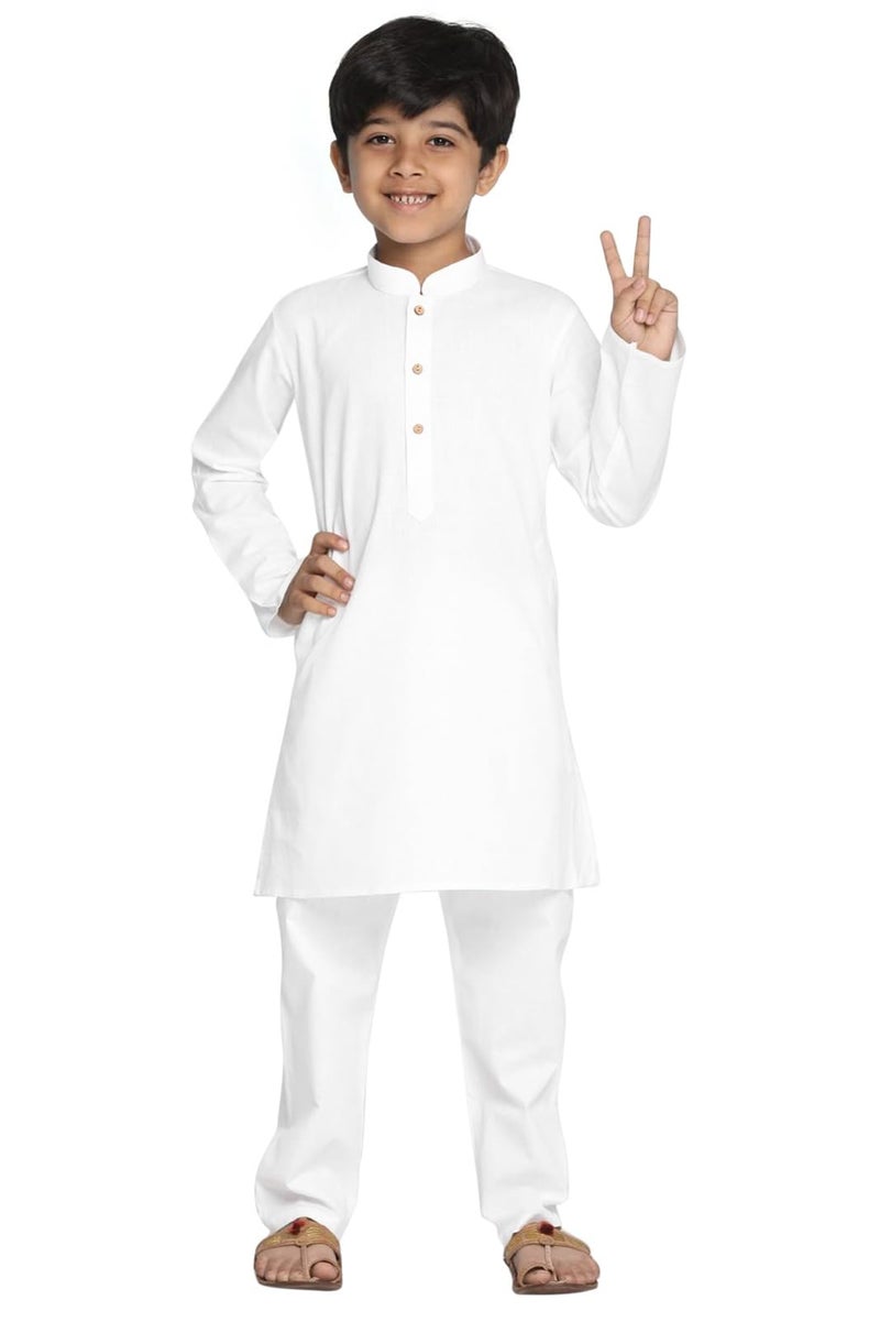 Chandrakala Kids Kurta Set for Boys Indian Ethnic Wear,White 1-2T (KK117WHI3) - Image 1
