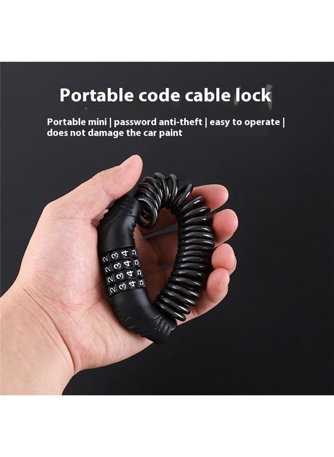 yongsheng Bicycle Anti Theft Safety Lock， Motorcycle Helmet Locks, Anti-Theft Bike Password Lock, Retractable Bicycle Wheel Security Locking Chain, Universal for Luggage Stroller Motorbike Scooter (Black)  - Image 3
