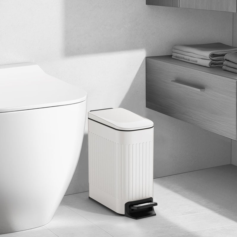 TIPGO Slim Bathroom Trash Can with Lid Soft Close, Step Pedal, 6 Liter / 1.6 Gallon Stainless Steel Trash Bin, Small Garbage Cans for Bedroom, Office, Kitchen (White) - Image 4