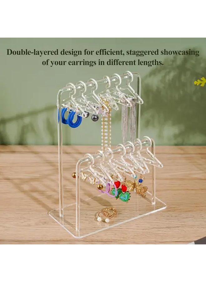 Wall Mountable Acrylic Dual Layer Jewelry Tower Organizer Flash Beige 48 Pairs Earring Holder - Image 1
