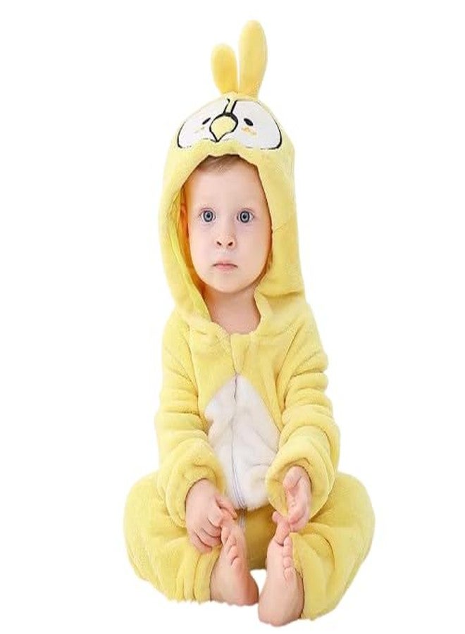 AVS Baby Rompers Jumpsuit Costume Winter Autumn Flannel Hooded Romper Cosplay Jumpsuit | 4-5 Year Kid's and Toddler's Costume Outfit Baby Boys' Girls' One-Piece (H 37") (Yellow) - Image 1