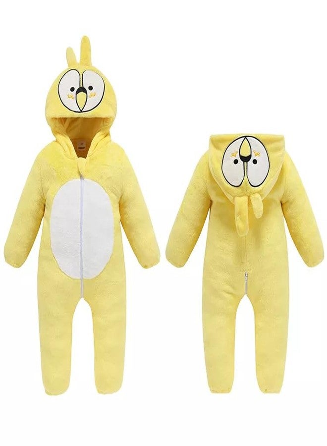 AVS Baby Rompers Jumpsuit Costume Winter Autumn Flannel Hooded Romper Cosplay Jumpsuit | 4-5 Year Kid's and Toddler's Costume Outfit Baby Boys' Girls' One-Piece (H 37") (Yellow) - Image 2
