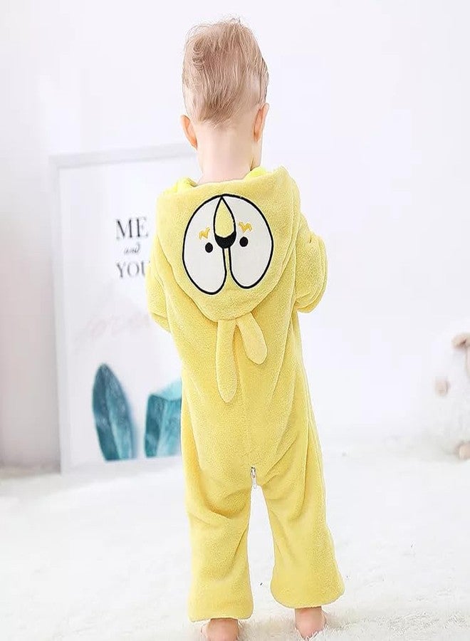 AVS Baby Rompers Jumpsuit Costume Winter Autumn Flannel Hooded Romper Cosplay Jumpsuit | 4-5 Year Kid's and Toddler's Costume Outfit Baby Boys' Girls' One-Piece (H 37") (Yellow) - Image 3