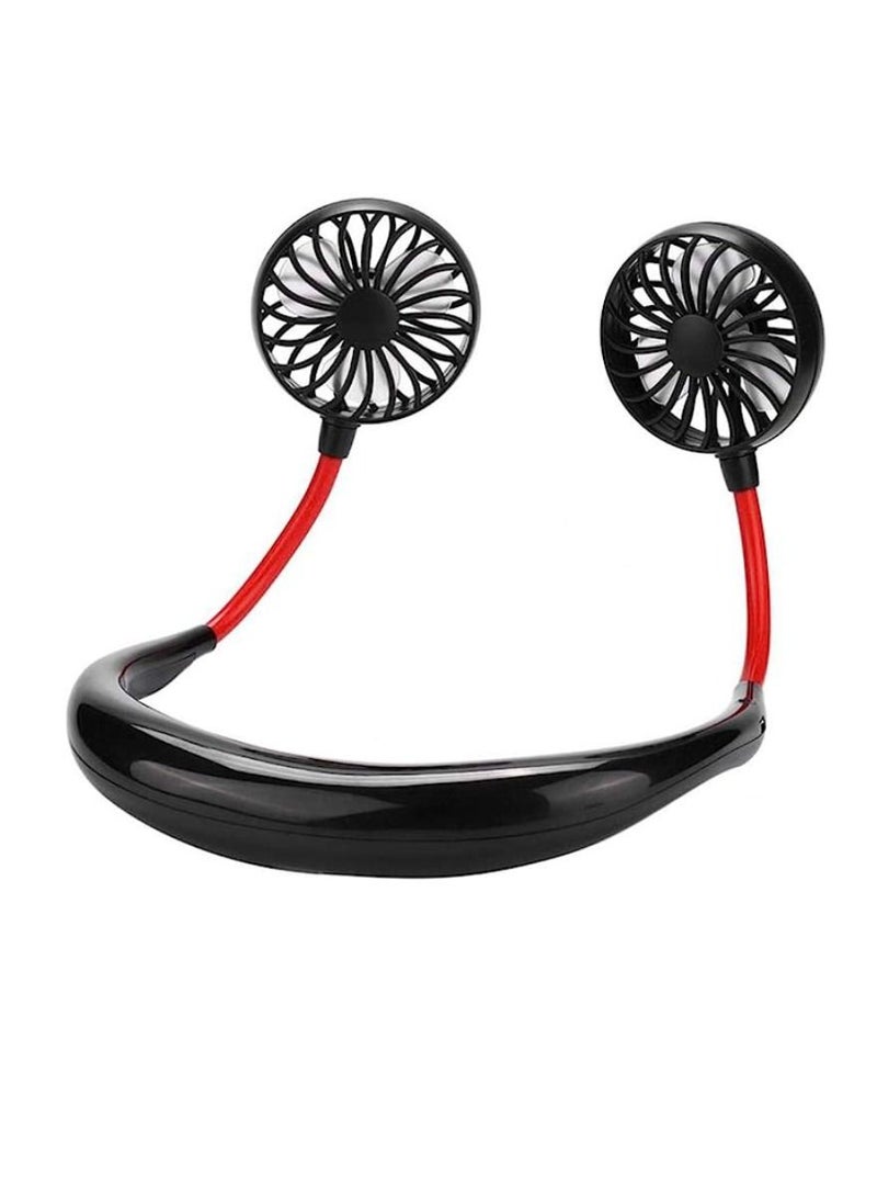 DIGI CORE Portable Adjustable USB Rechargeable Battery Operated Hanging Neck Fan Red/Black Multipurpose Use  - Image 1