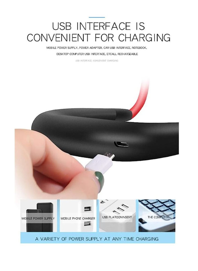 DIGI CORE Portable Adjustable USB Rechargeable Battery Operated Hanging Neck Fan Red/Black Multipurpose Use  - Image 3