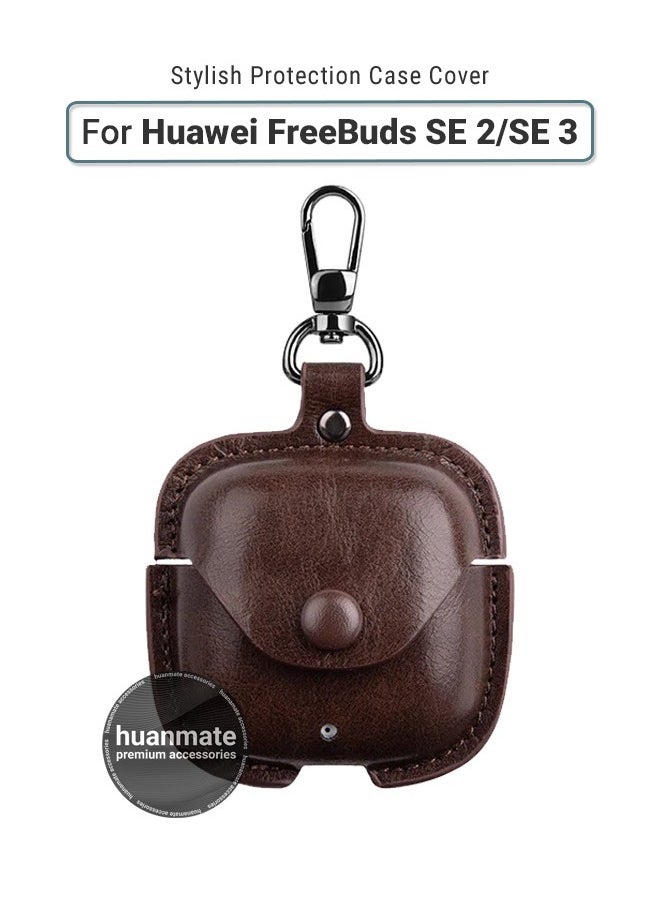 huanmate Stylish Shockproof Protection Case Cover For Huawei FreeBuds SE 2/ SE 3 Dark Brown  - Image 1