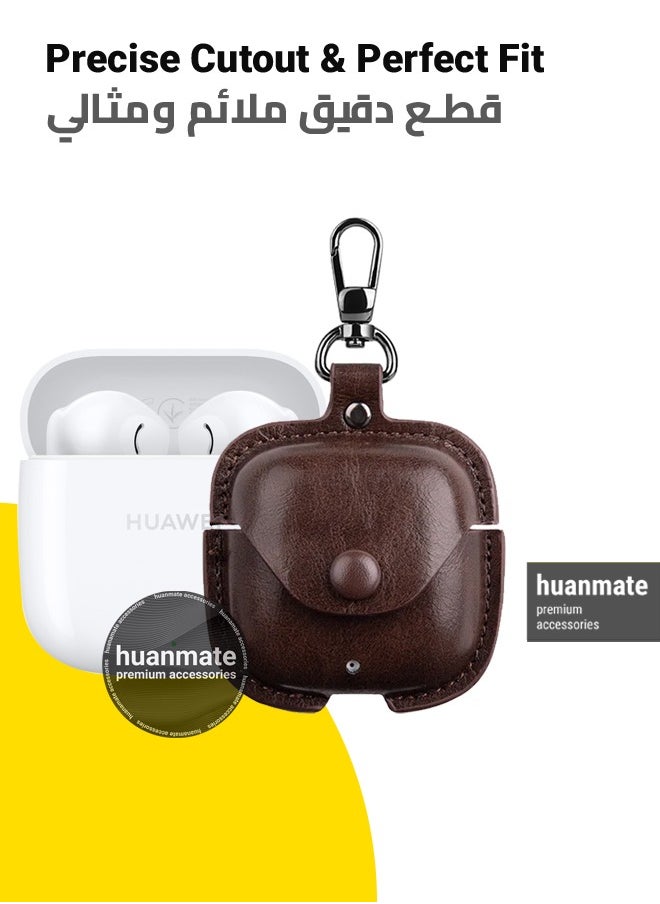 huanmate Stylish Shockproof Protection Case Cover For Huawei FreeBuds SE 2/ SE 3 Dark Brown  - Image 2