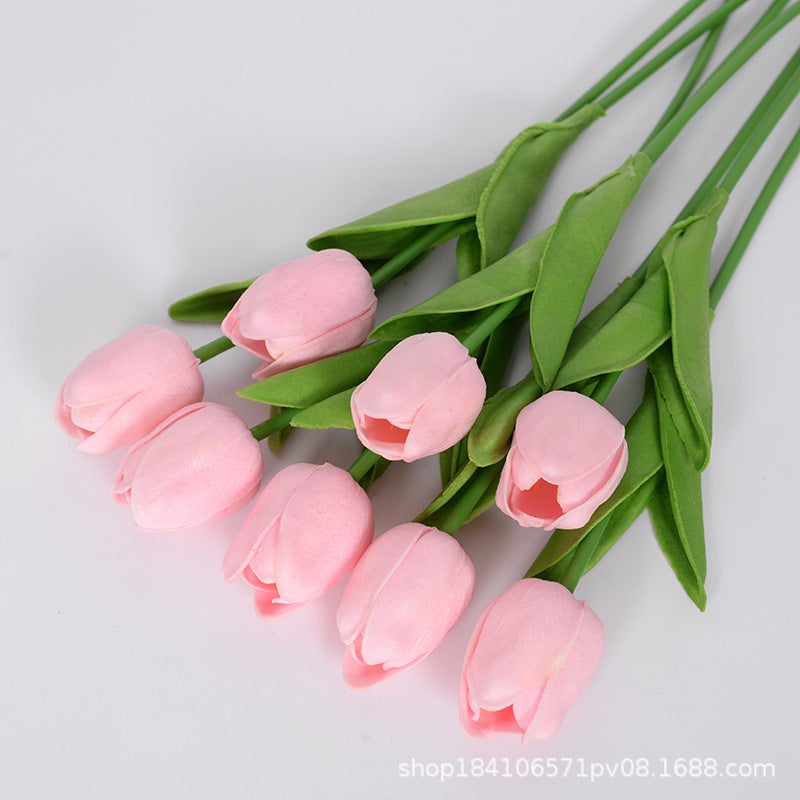 Generic Mini PU Tulip Artificial Flowers Home Decor Candy powder 