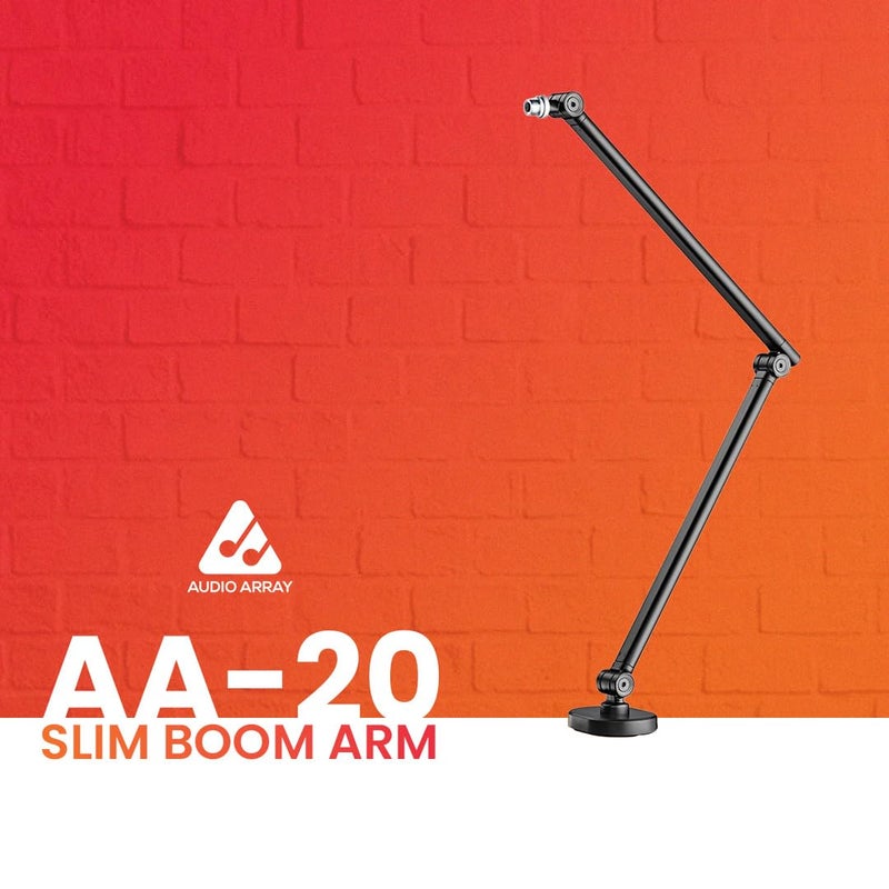 Audio Array AA-20 Microphone Arm Stand | 81cm Reach | Premium light weight & slick design | Flexible height & position adjustments | 1kg Weight Capacity | 5/8" to 3/8" Screw Adapter | Cable Ties - Image 2