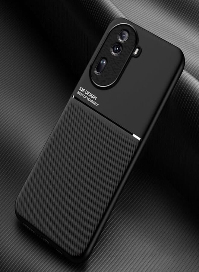 phone case compatible with Reno 10 pro plus (10 pro+) Classic shockproof silicone soft tpu leather hard pc mobile phone Magnetic Shockproof PC + TPU Phone Case for Reno 10 pro plus (10 pro+) (Black)