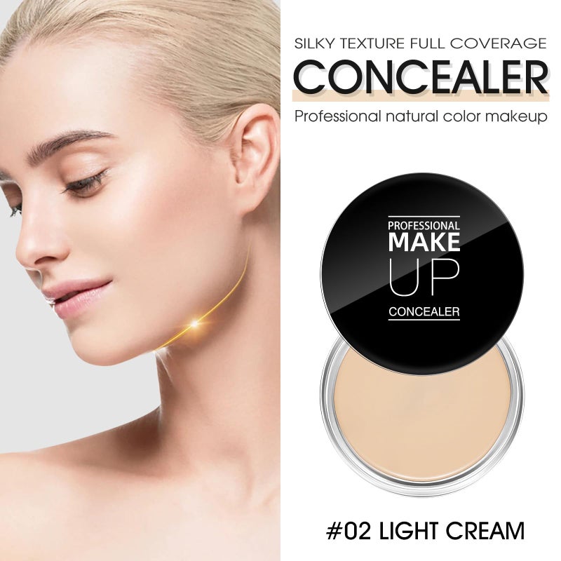 LOKFAR Cream Concealer Full Coverage Makeup, Matte Color Correcting With Brush, Waterproof, Conceals Blemish, Pores and Spots, Under Eye Makeup for Dark Circles (#02 Light Cream) - Image 2
