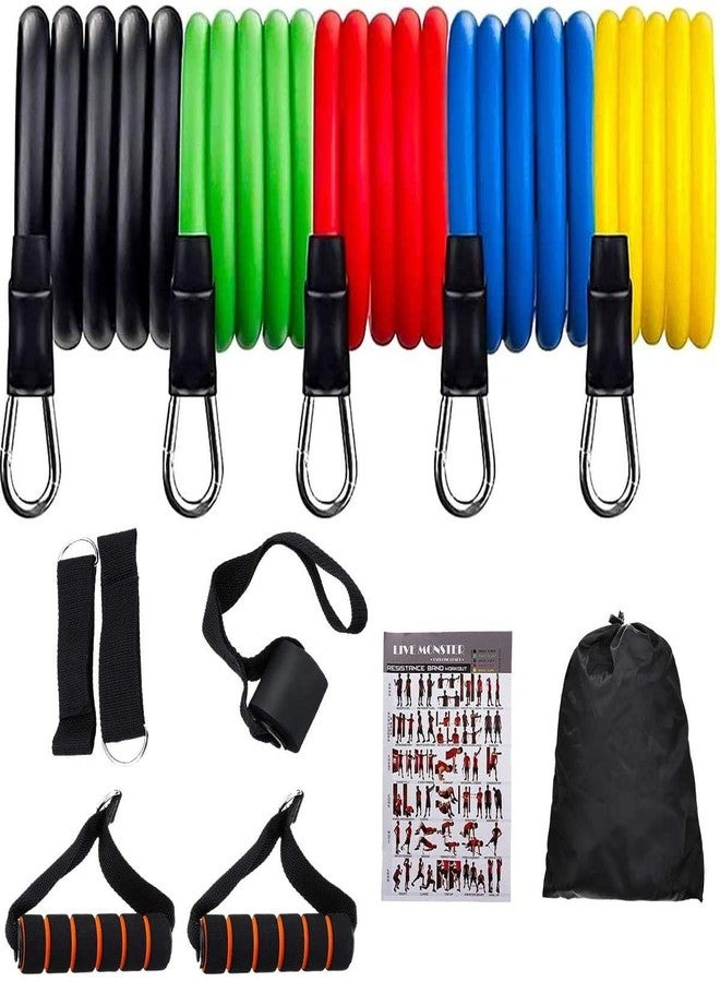 ERHETUS Portable 11 pieces Resistance Bands for Workout for Men | Exercise Rubber Fitness Band for Women | Home Training Gym Kit of Toning Tubes, Door Anchor, Handles, Legs Ankle Straps with Carry Bag - Image 1