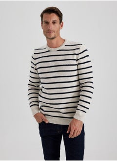 DeFacto Standard Fit Striped Crew Neck Sweater  - Image 1