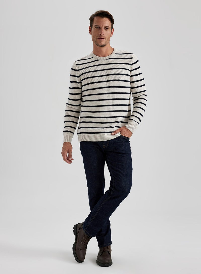 DeFacto Standard Fit Striped Crew Neck Sweater  - Image 2