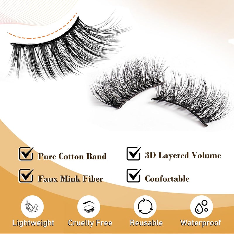 TORMEN 10 Pairs Half False Eyelashes, 3D Handmade Mink False Eyelash Set, Transparent Cat Eye Natural Short Eyelash - Image 5